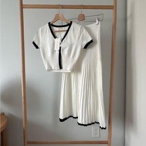 White and Black Knit Set